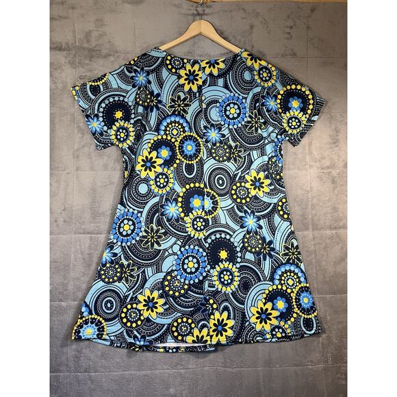 Reborn Dress Women's 3X Blue Floral Baby Doll Short Sleeve Knee Length Boho - Picture 2 of 10